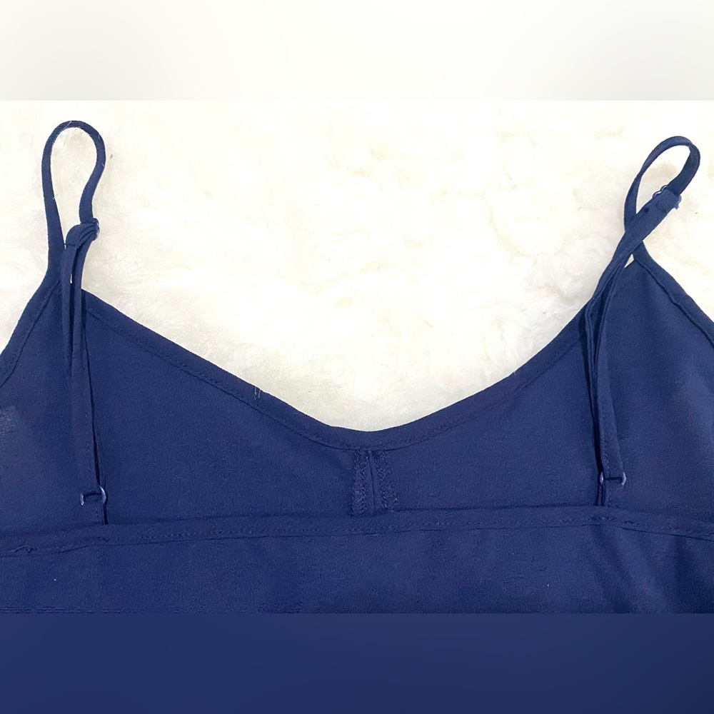 Paper Crane Womens S Navy Blue Ruffle Cami Top Boho Y2K Summer Coastal Grandma - Picture 11 of 16